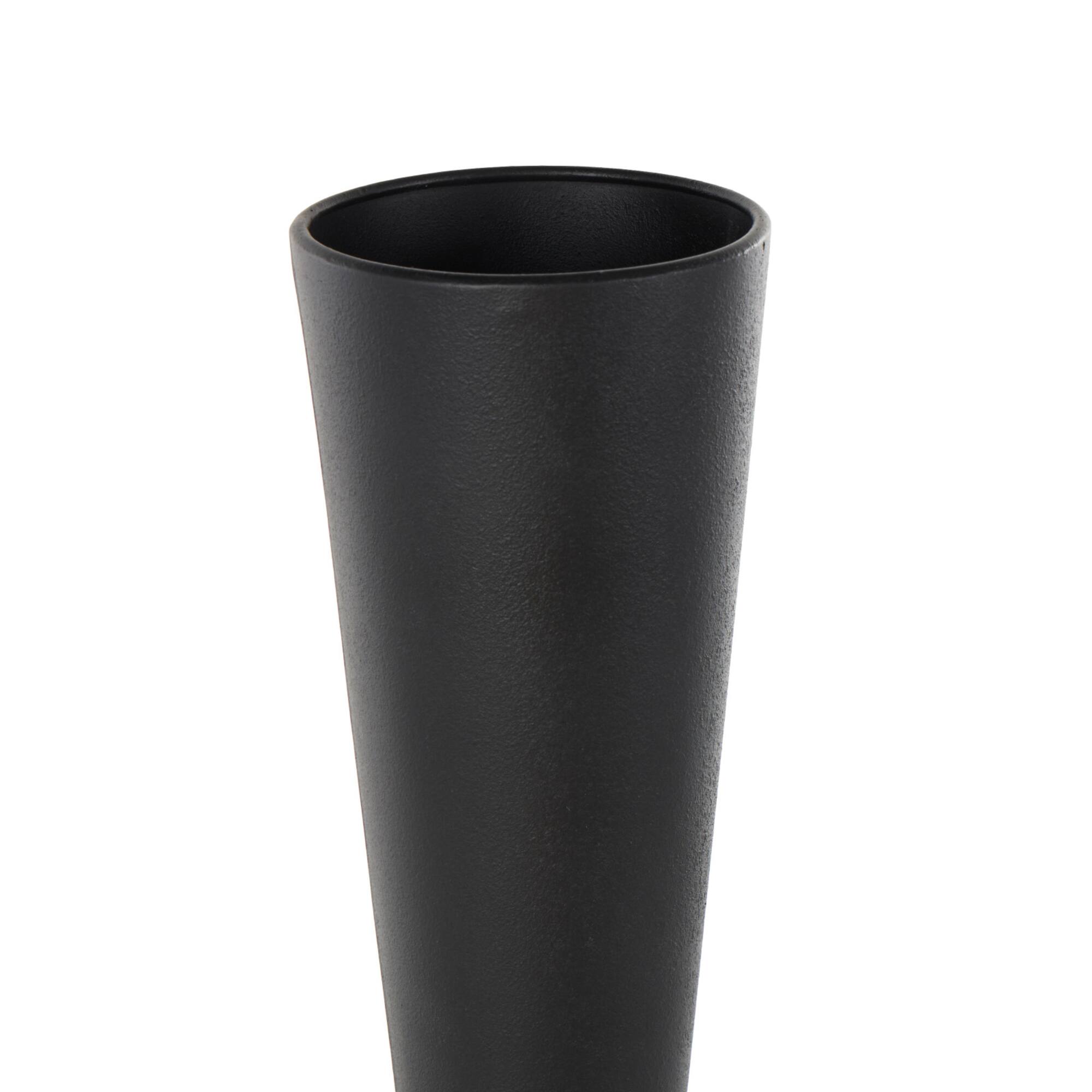 22" Black Metal Art Deco Style Fluted Vase